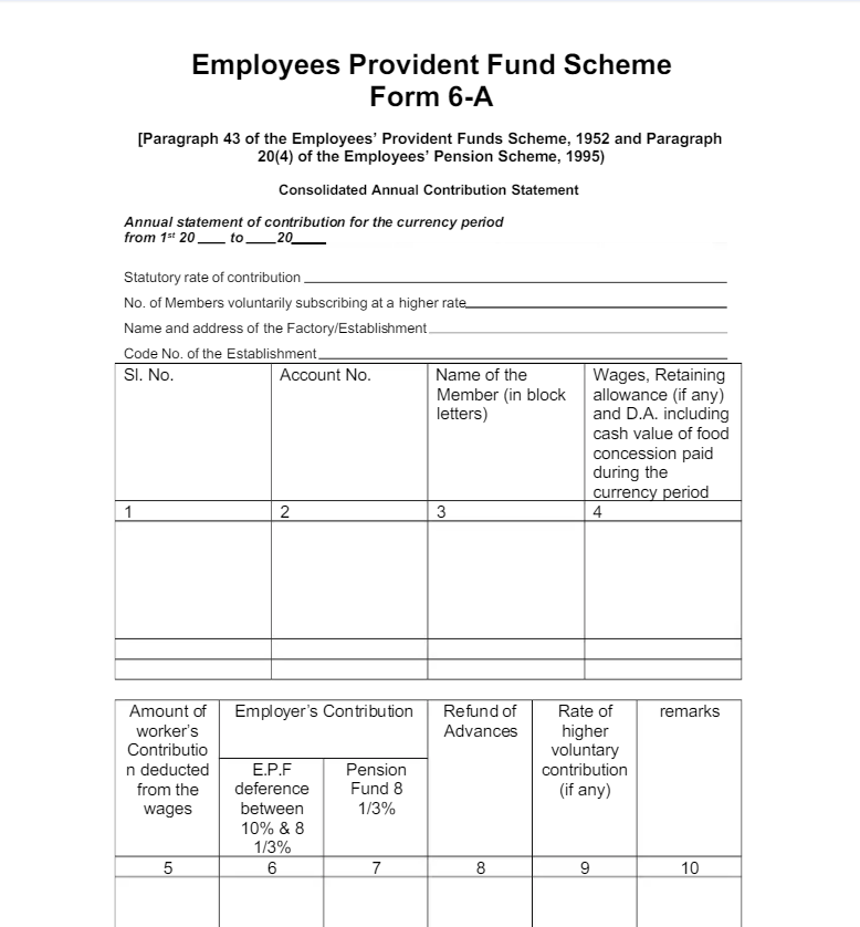  Understanding Employee Provident Fund (EPF) Form 6A: An Overview